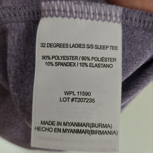 32 Degrees Purple Sleep Top Size XL - Picture 4 of 5